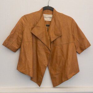 Graham & Spencer 100% Lambskin Leather Drape Jacket Petite P Tan Soft